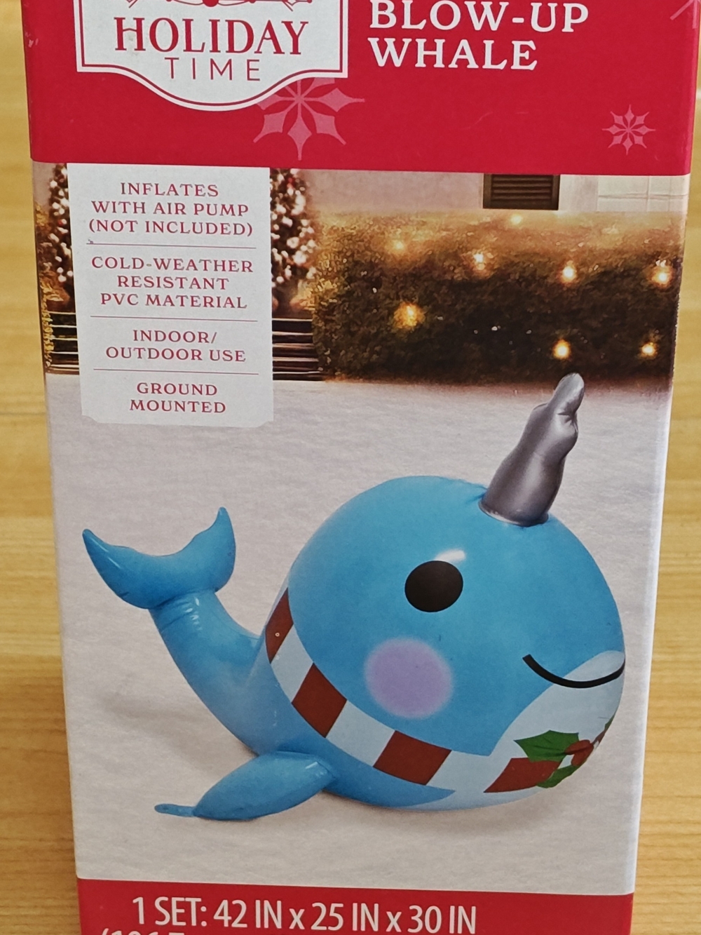 Holiday Time Red Packaging Graphic with White Narwhal Illustration NEW
